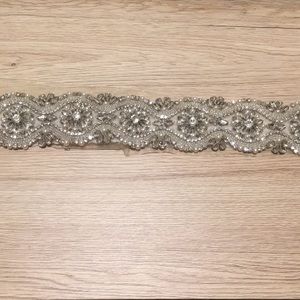 Blinged out Bridal Sash with Ivory Ribbon
